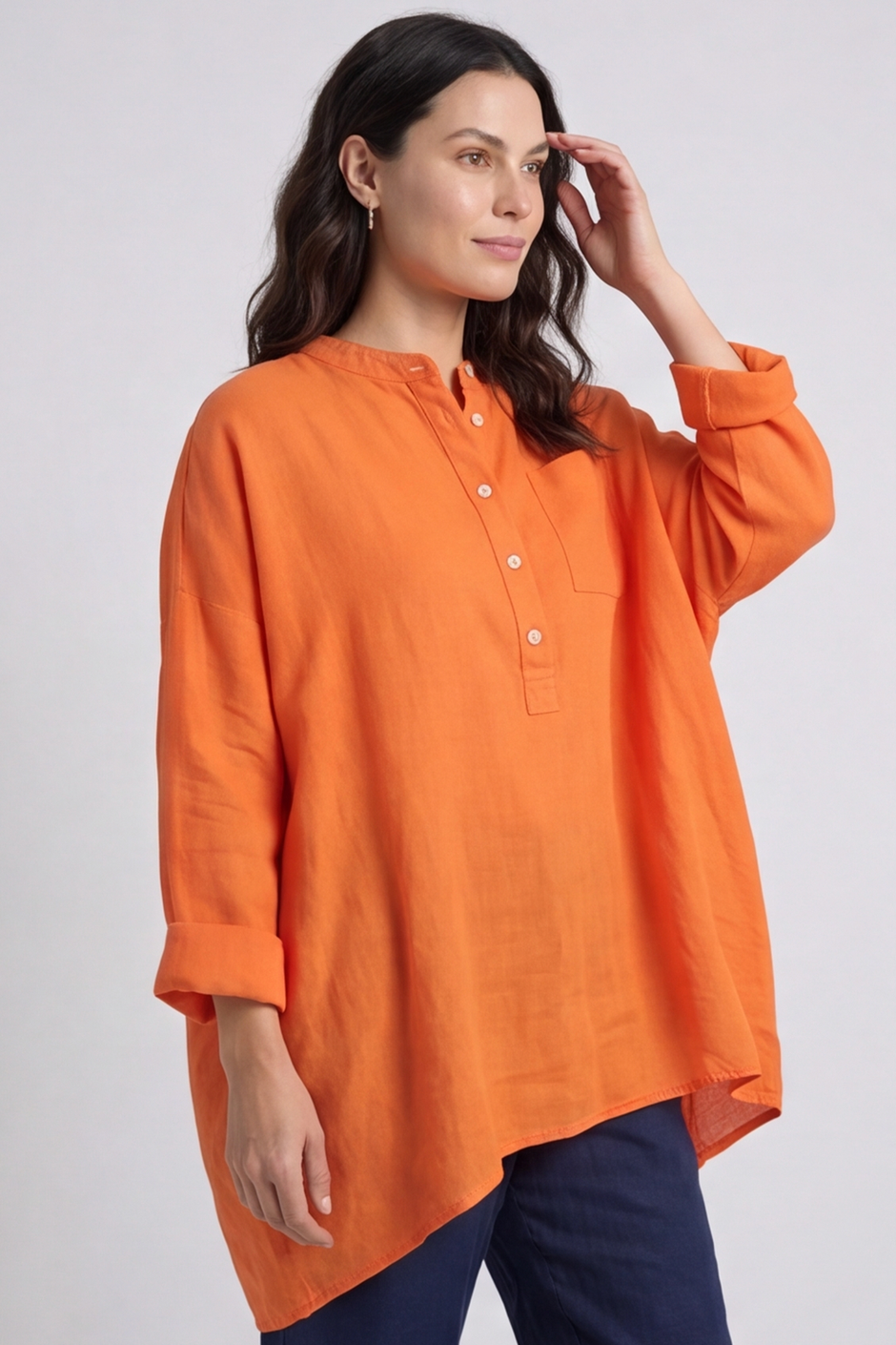 Adrielle Linen Shirt Orange