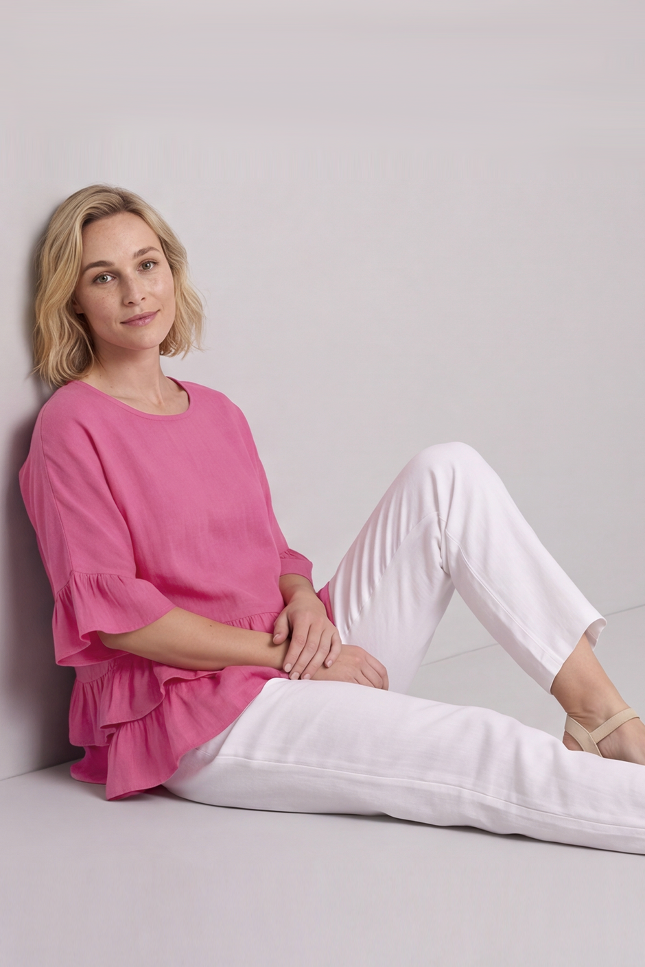 Allena Frill Top Pink