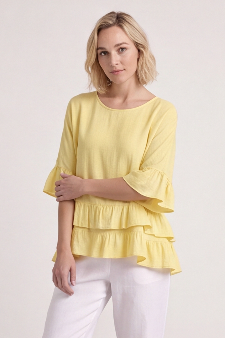 Allena Frill Top Light Yellow