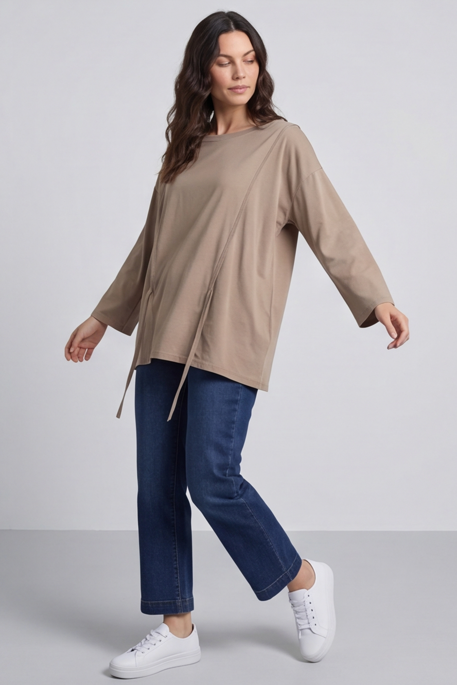 Andie Seam Detail Cotton Top Mocha