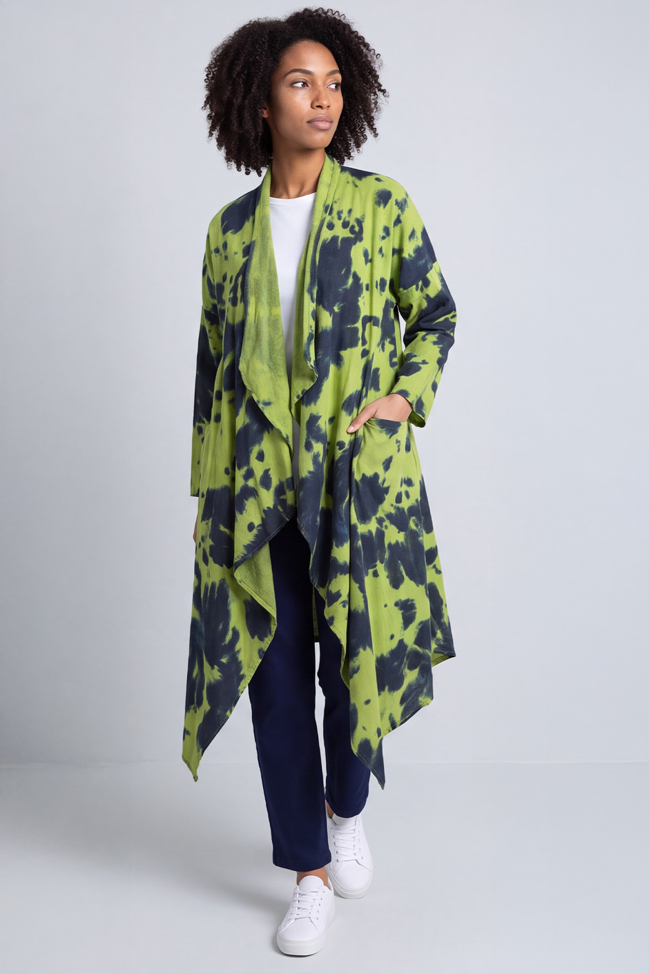Avice Ink Print Linen Jacket Green