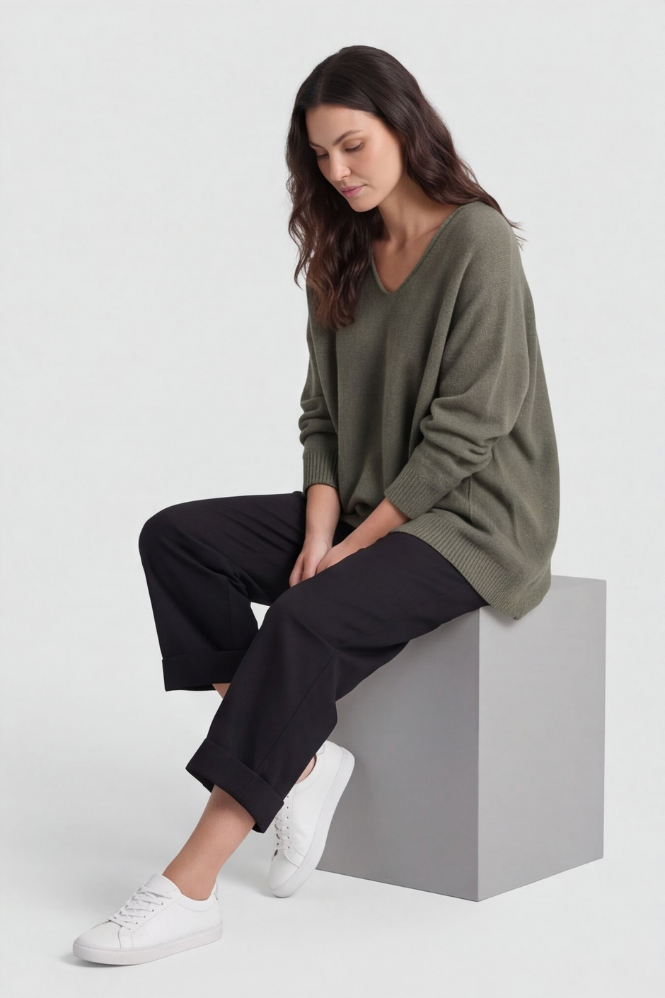 Madelyn Khaki Knitted Jumper