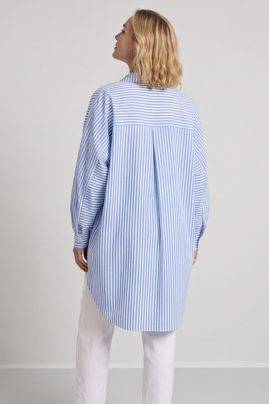 Christina Stripe Shirt Powder Blue