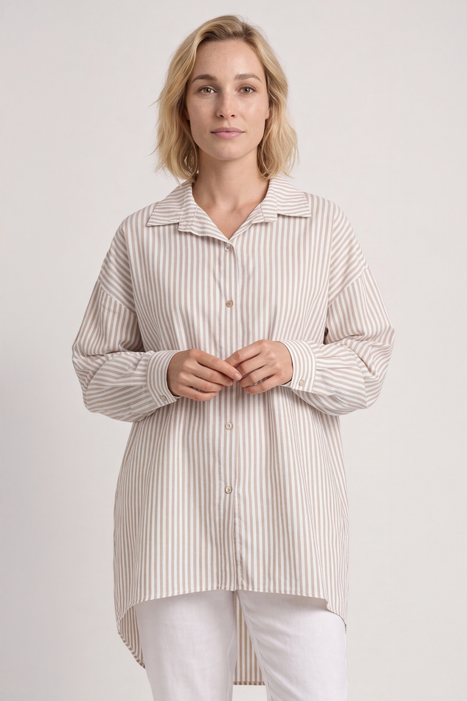 Christina Stripe Shirt Mocha