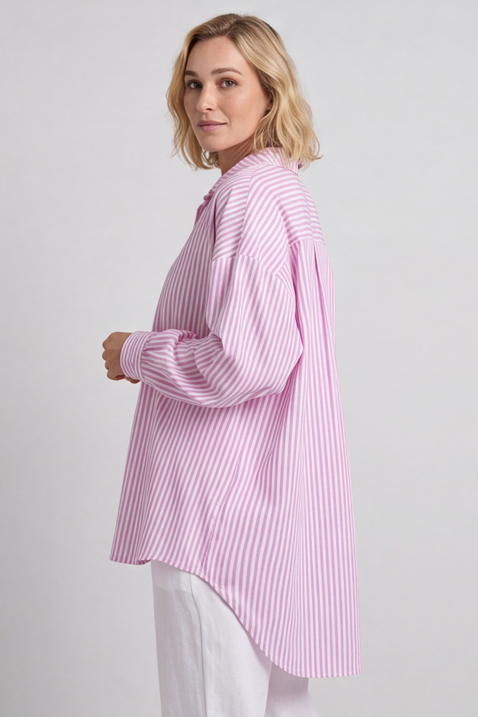 Christina Stripe Shirt Pink