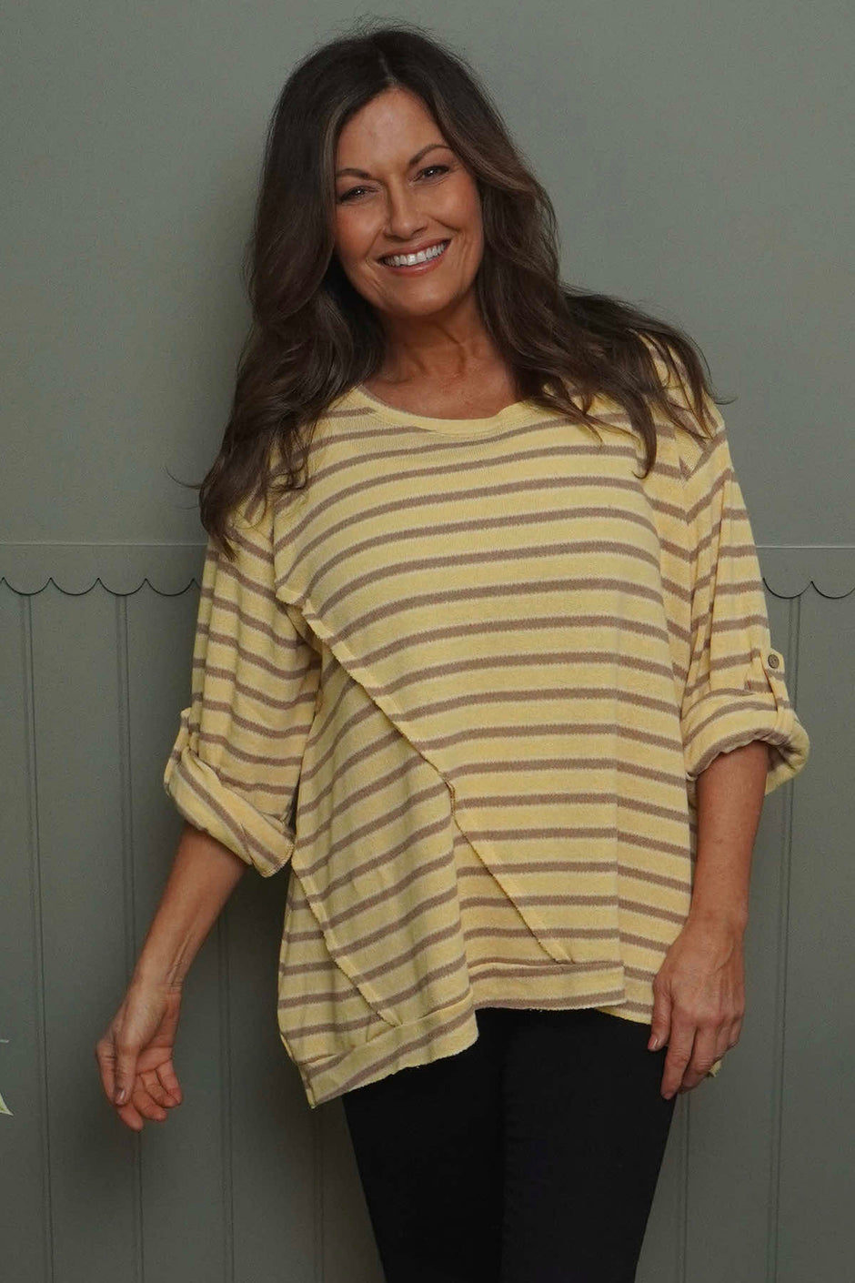 Abbie Stripe Knit Top Yellow