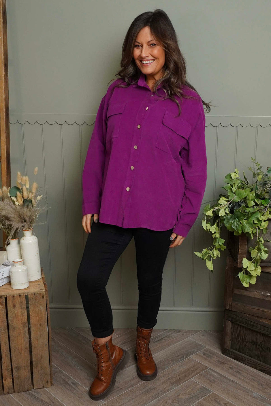Tonya Needlecord Jacket Berry