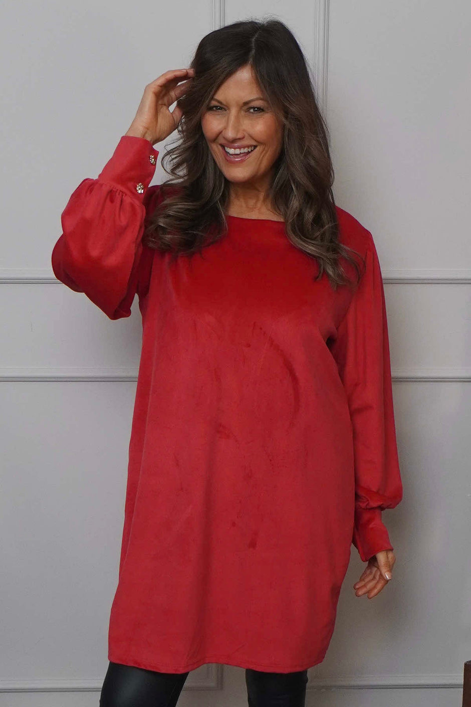 Zannah Button Back Tunic Red