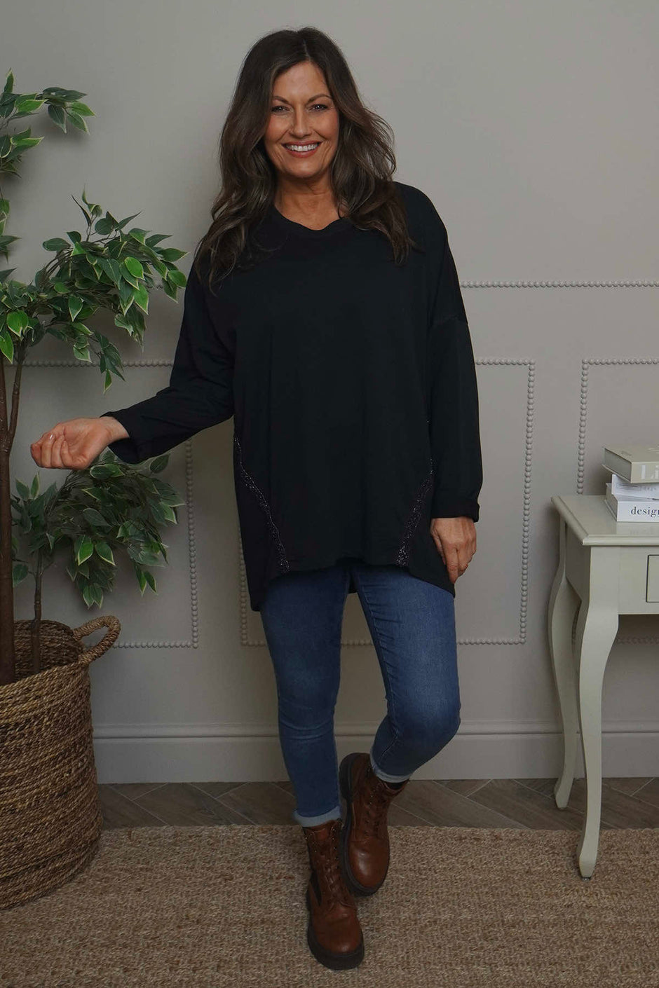 Edwina Cotton Top Black