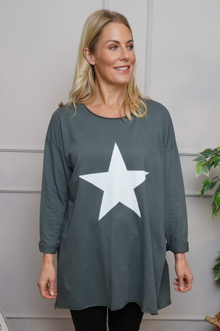 Jodene Star Cotton Top Charcoal