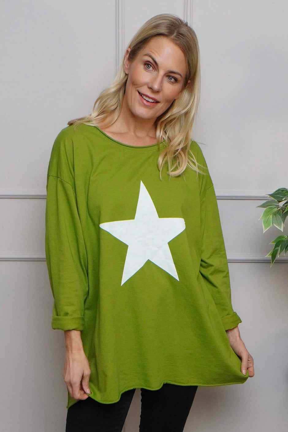 Jodene Star Cotton Top Olive