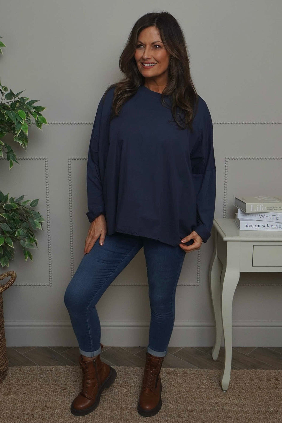 Dianne Cotton Top Navy