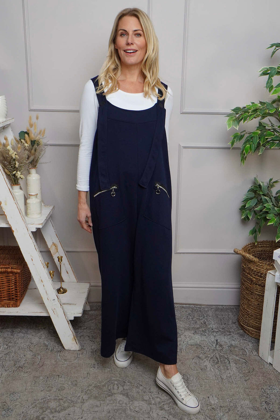 Kinley Pocket Cotton Jumpsuit Navy