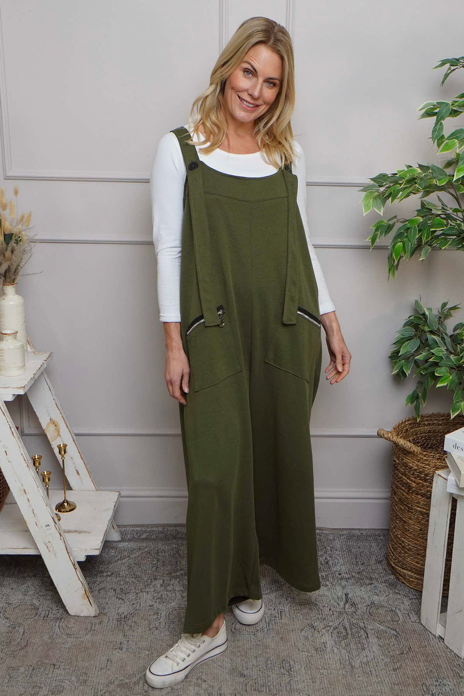 Kinley Pocket Cotton Jumpsuit Khaki