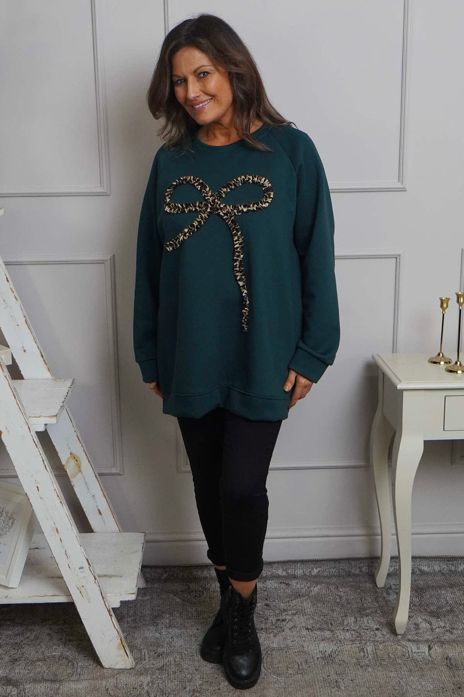 Alice Bow Sweatshirt Bottle Green