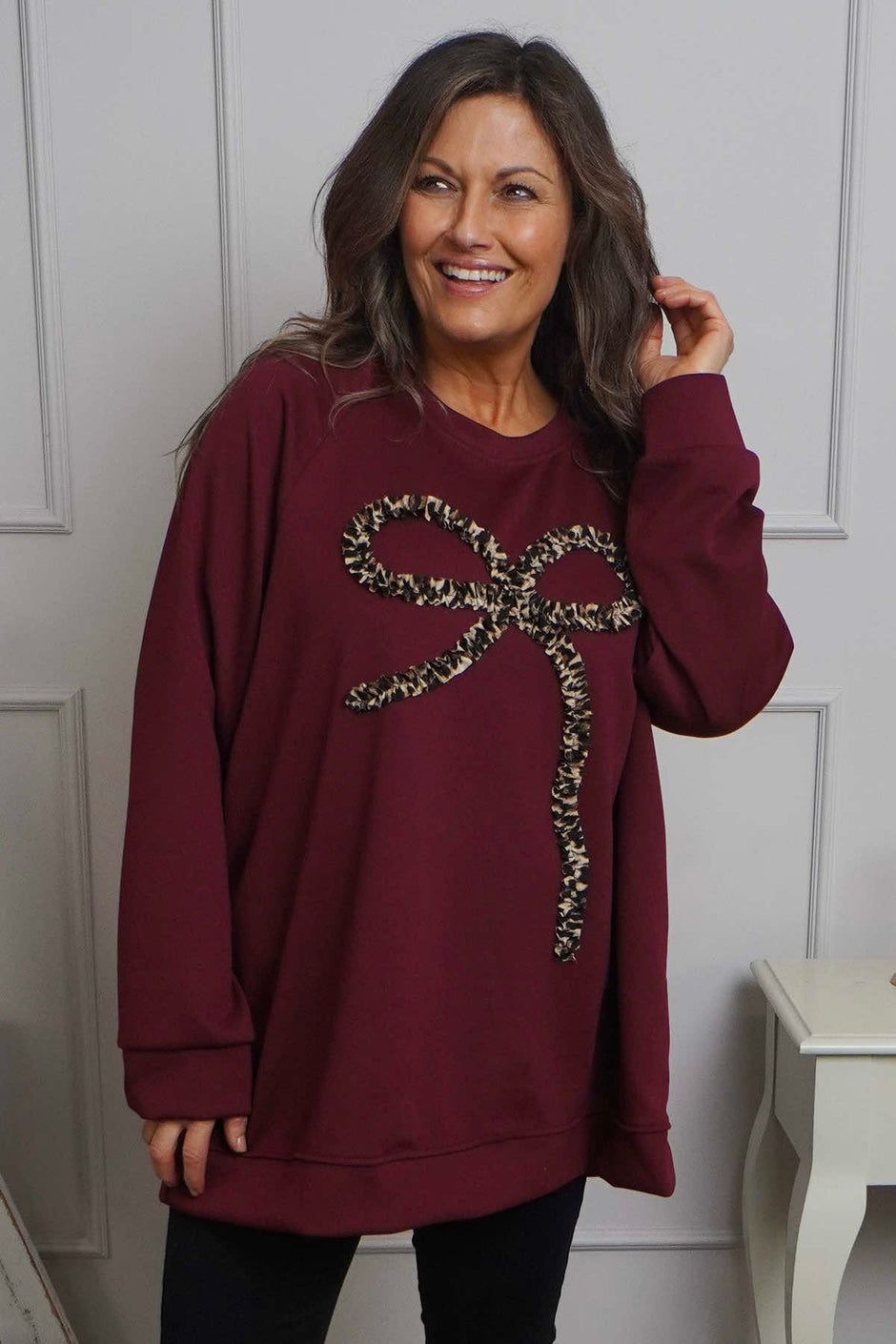 Alice Bow Sweatshirt Wine