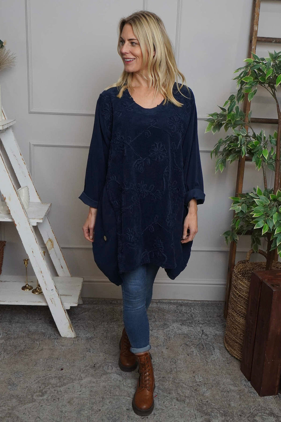 Rita Cord Detail Tunic Navy