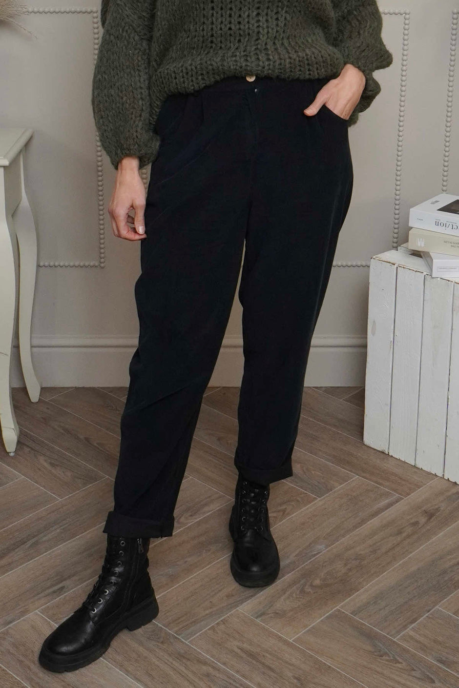 Carmella Needlecord Trousers Black