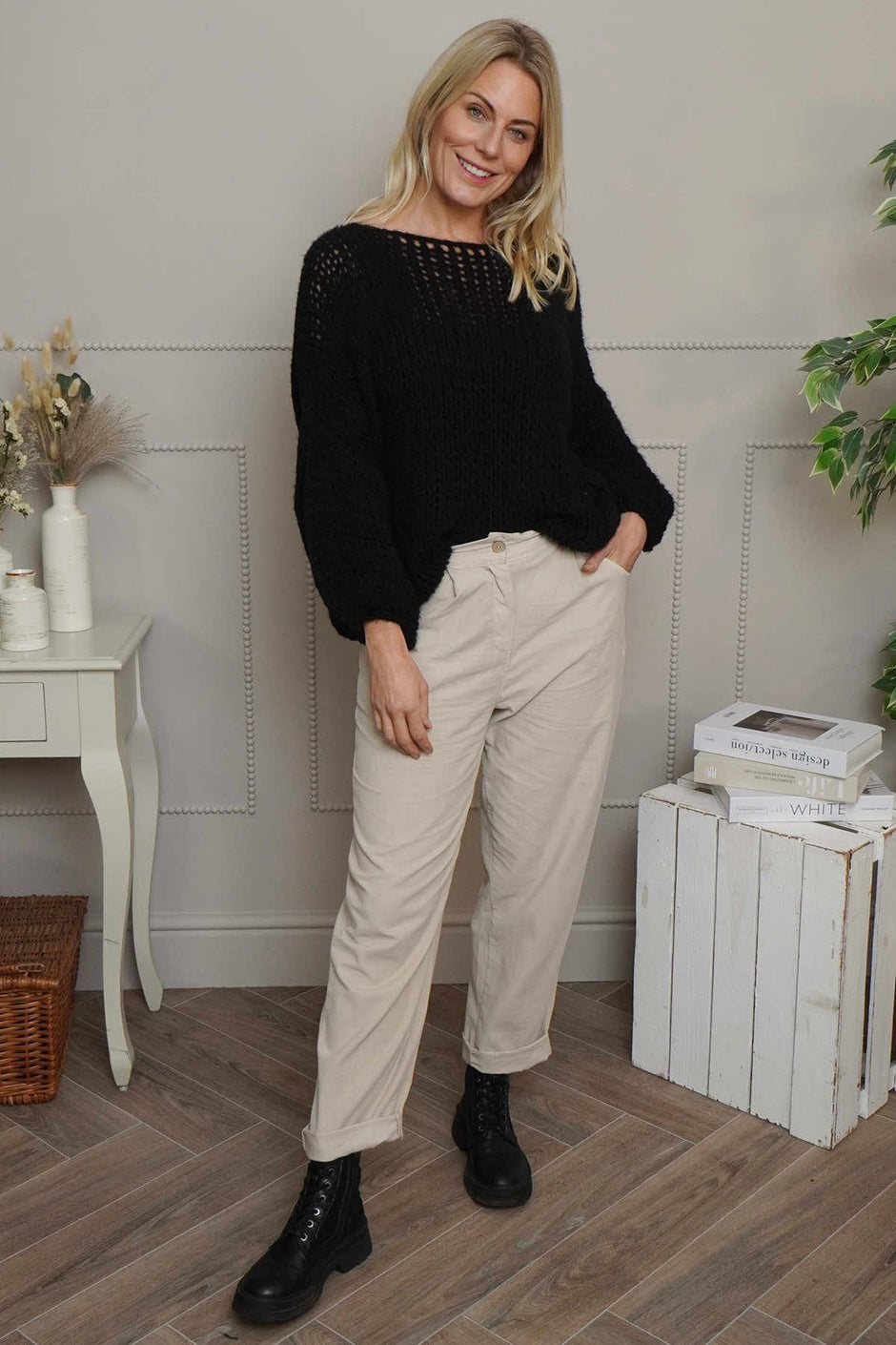 Carmella Needlecord Trousers Stone
