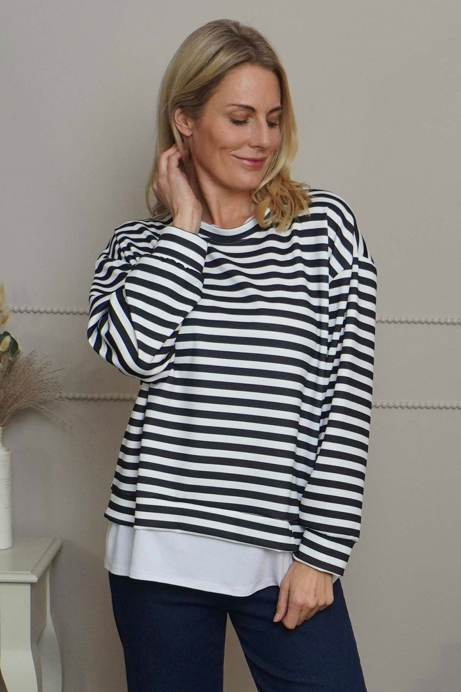Capricia Stripe Top Black