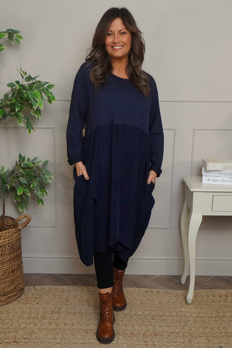 Regana Cotton Dress Navy