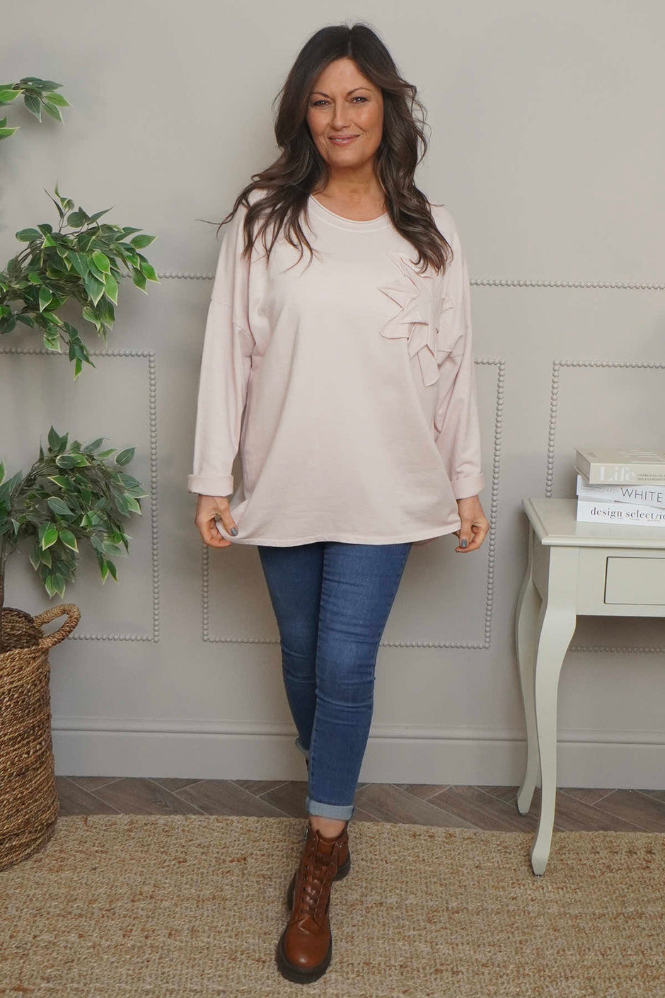 Kaila Flower Patch Cotton Top Pink