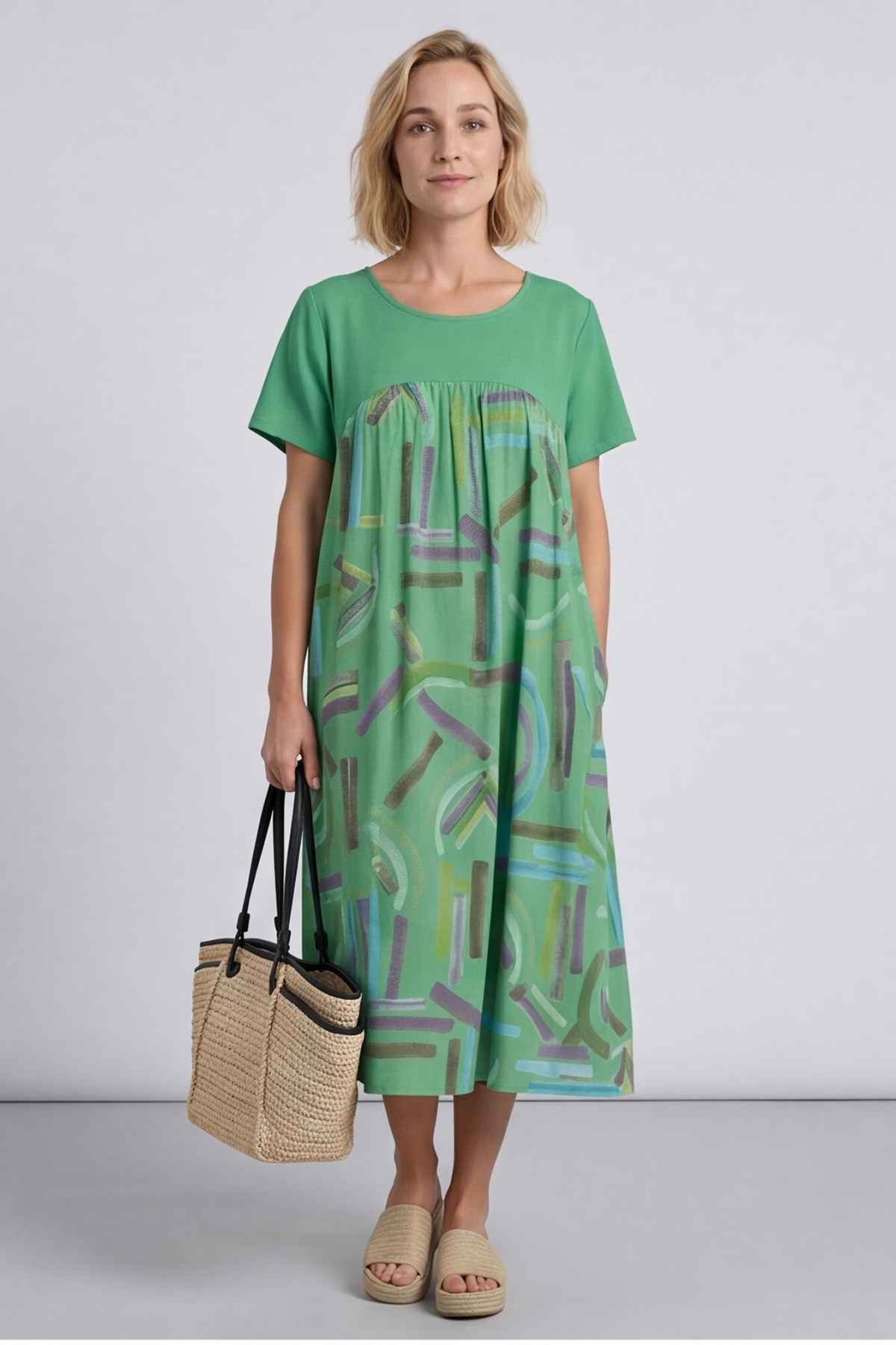 Made In Italy Ebony Print Cotton Dress