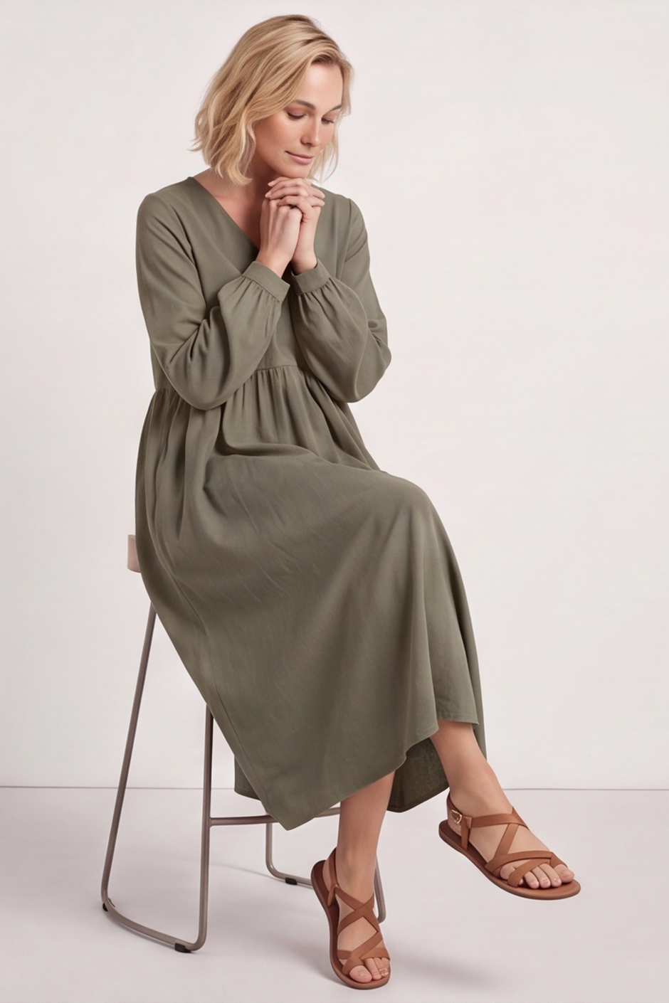 Eliza Cotton Dress Khaki