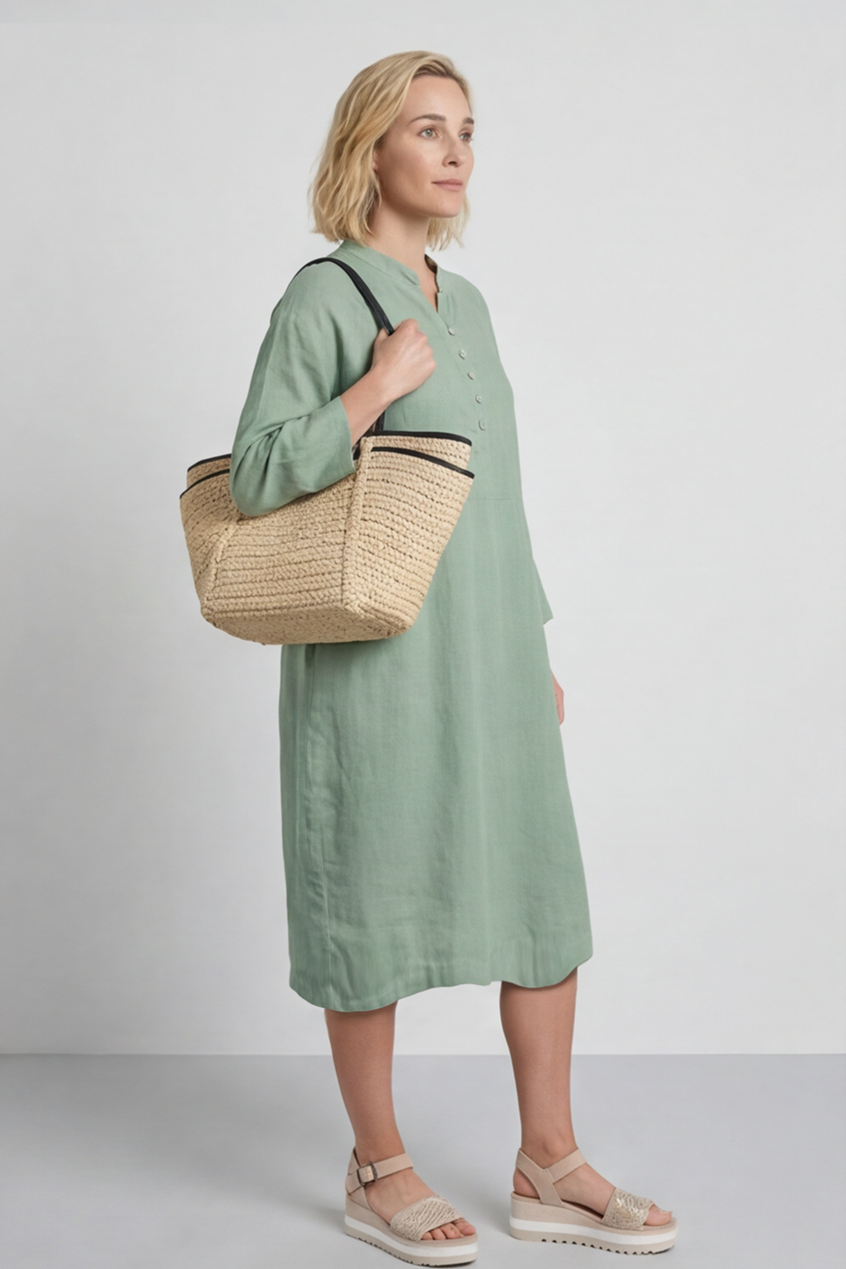 Helena Linen Dress Green