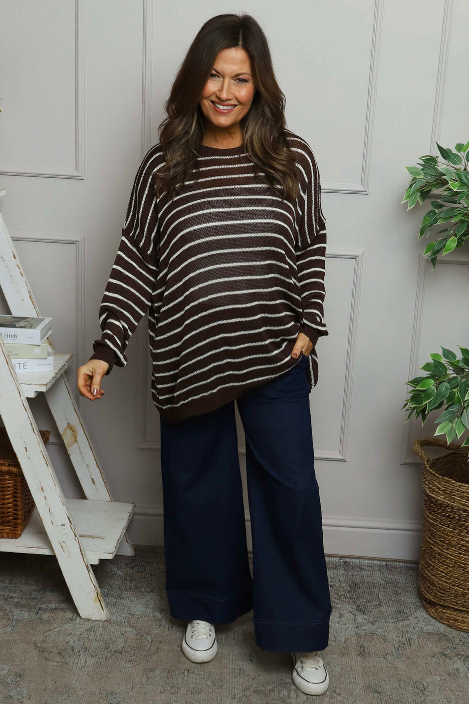 Bamburgh Stripe Knit Top Cocoa