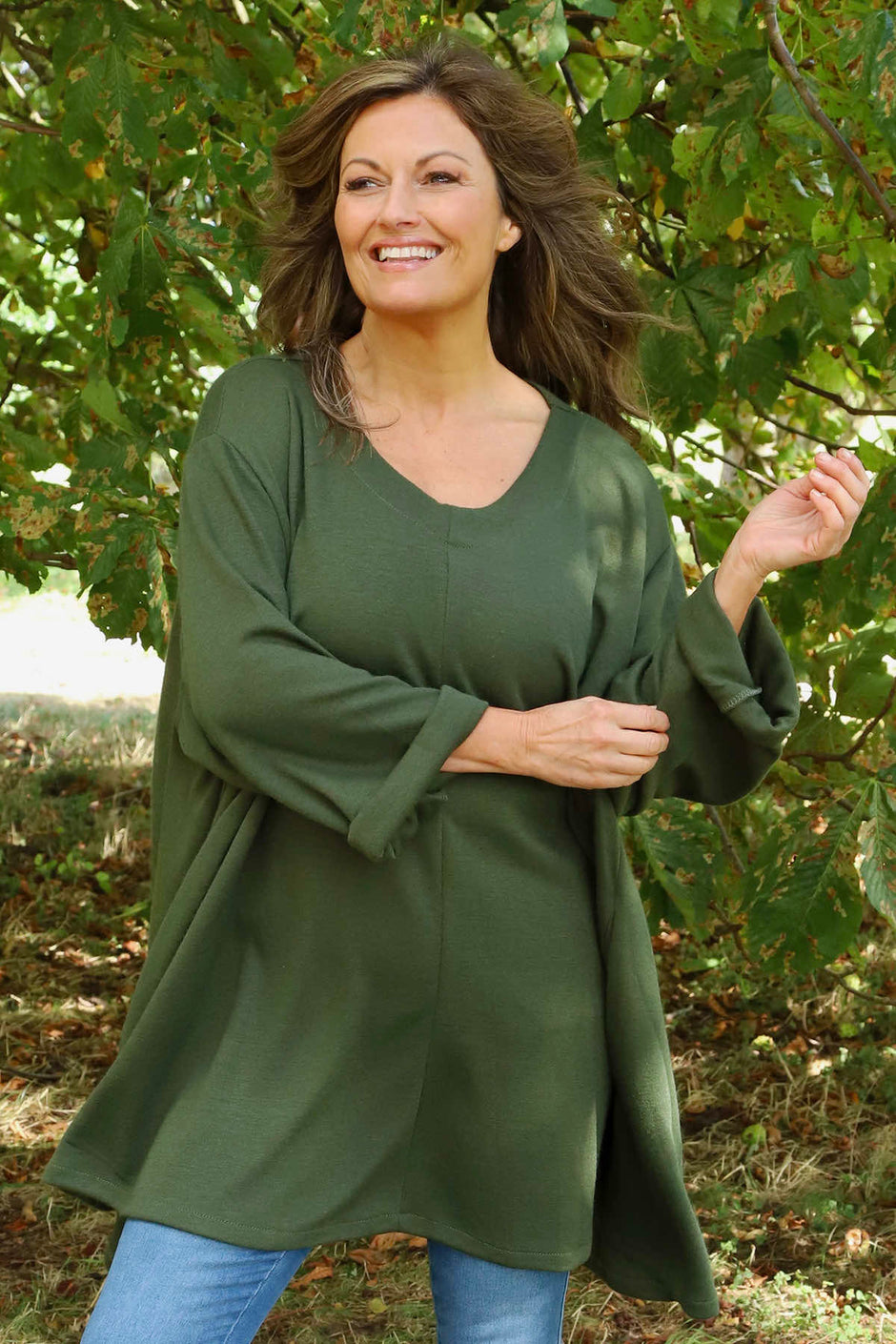 Beverley Oversize Knitted Top Khaki