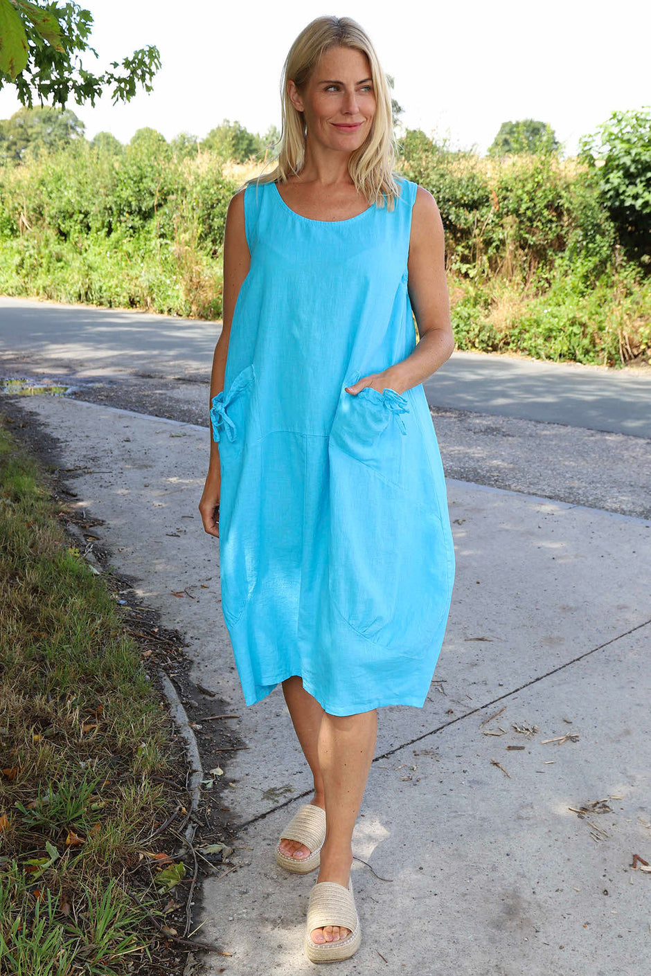 Holkham Linen Dress Kingfisher