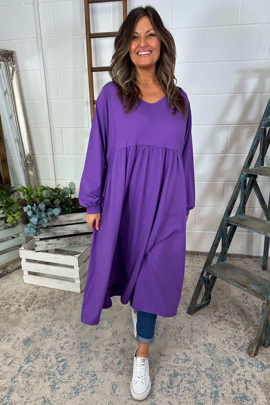 Eliza Cotton Dress Purple