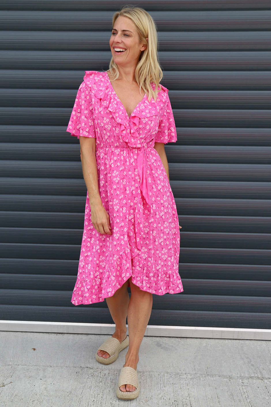 Etienne Floral Wrap Dress Fuchsia