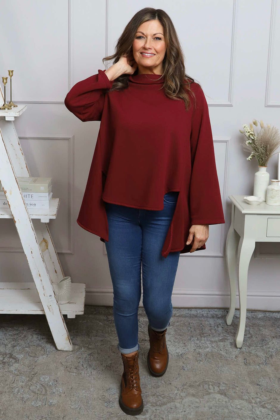 Courtney Cotton Top Wine