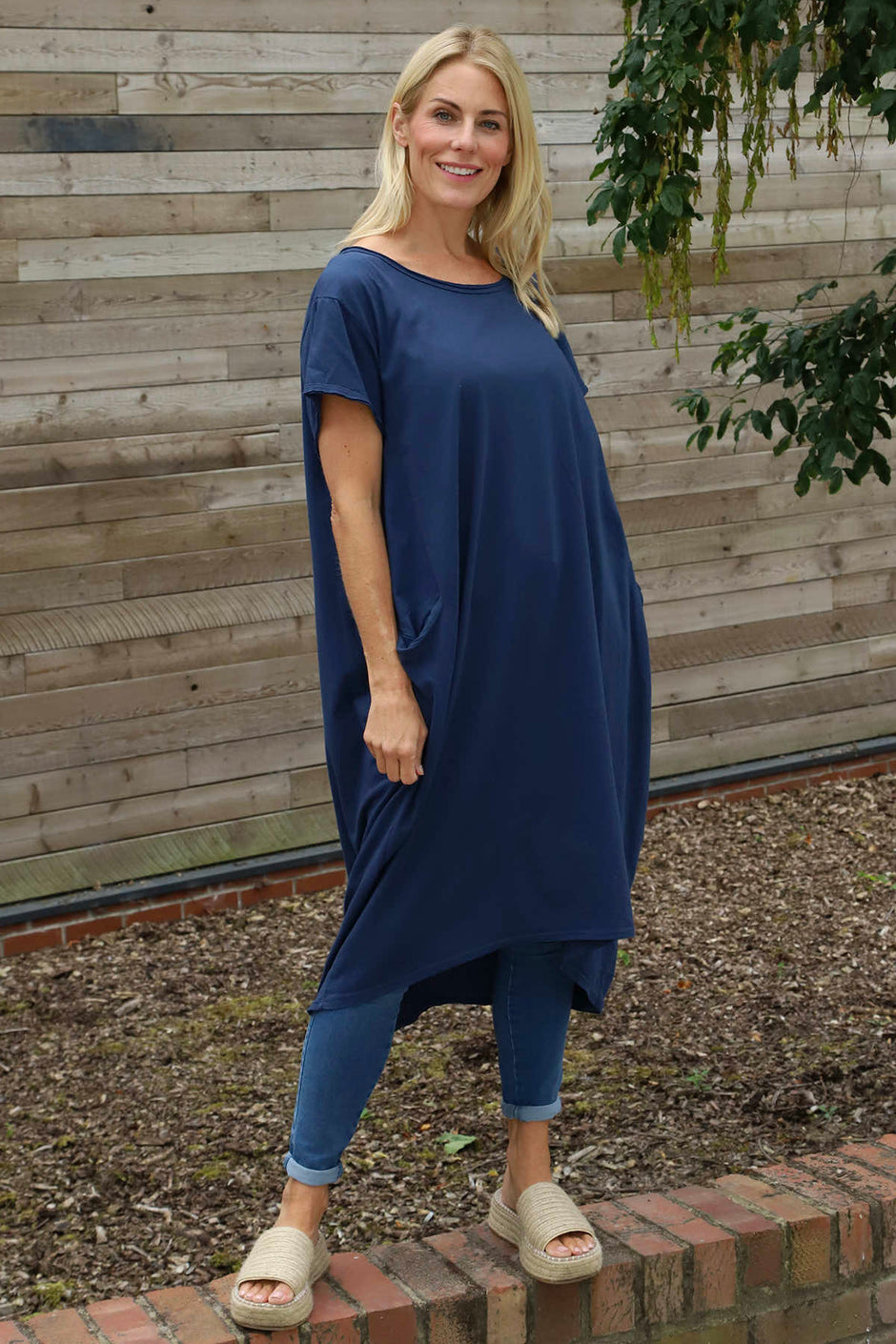 Clara Cotton Dress Navy