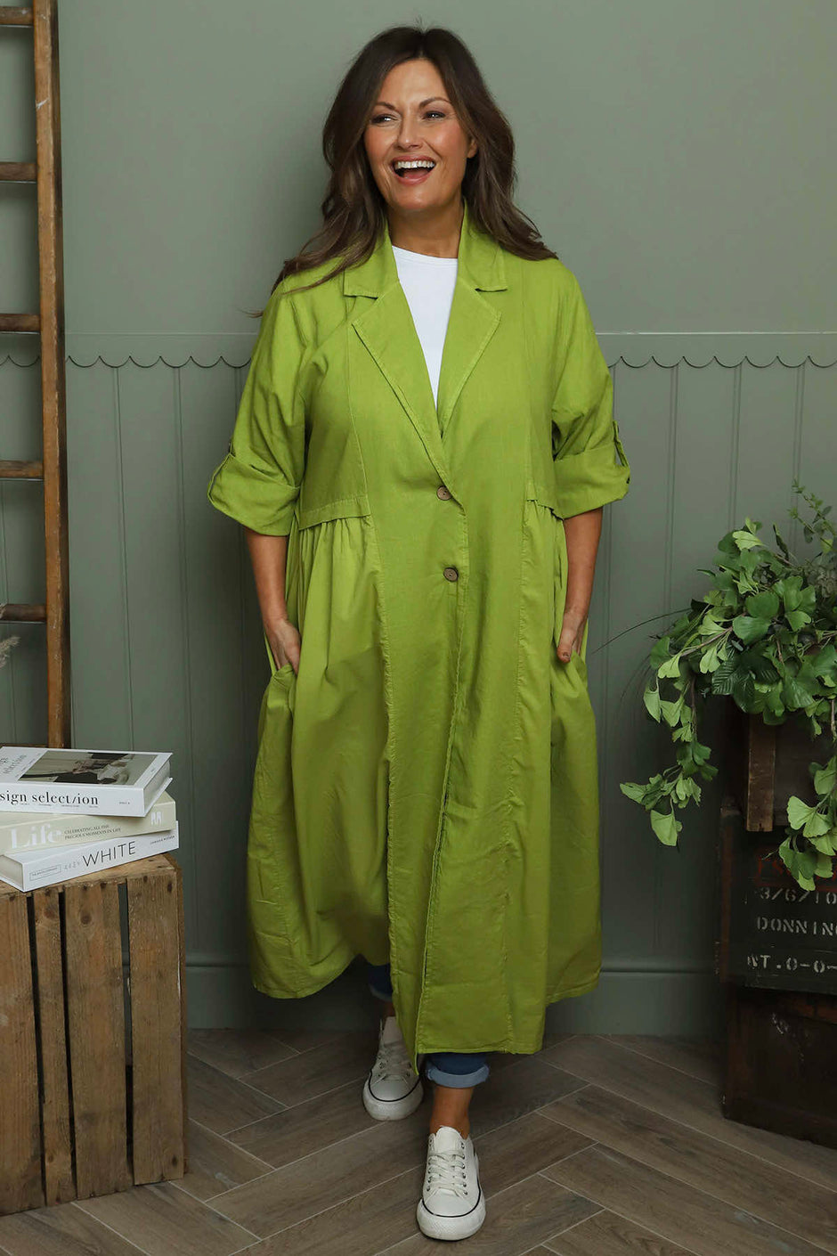 Meryl Long Cotton Jacket Olive