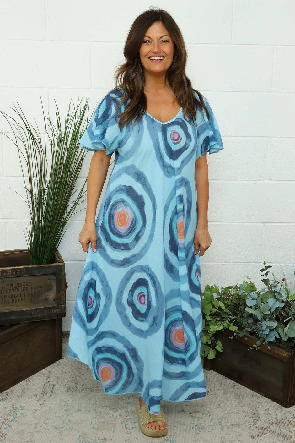 Philomena Circle Print Dress Blue