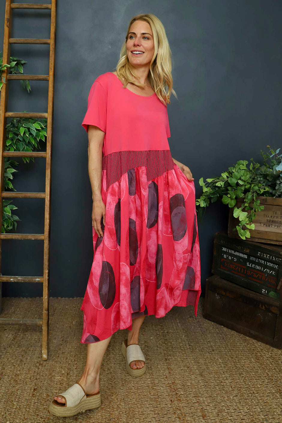 Hepworth Pebble Cotton Dress Fuchsia