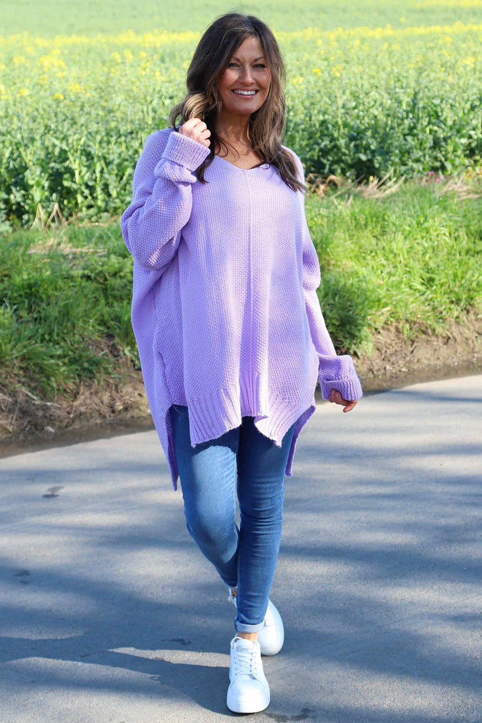Bo Slouch V-Neck Jumper Lilac