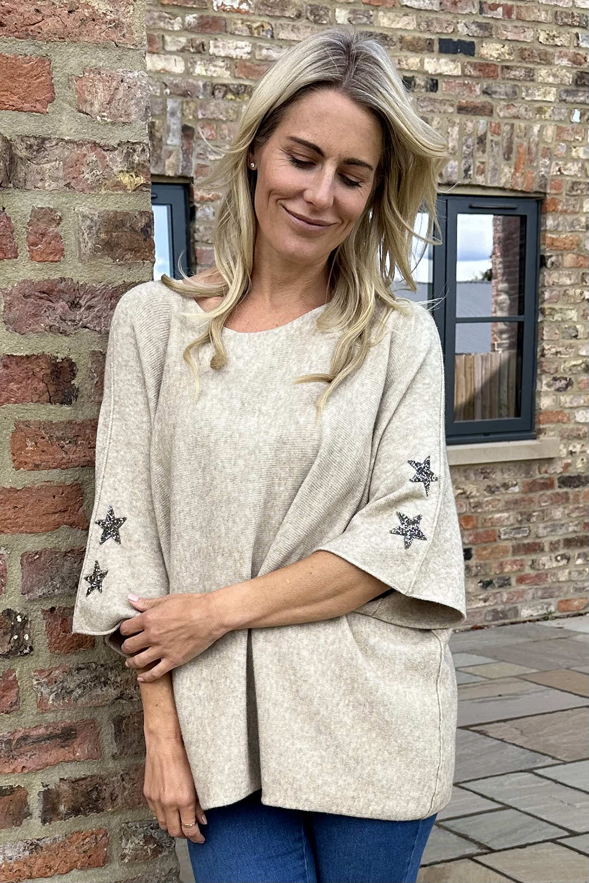 Made In Italy Stella Star Sleeve Knitted Jumper | Kit and Kaboodal