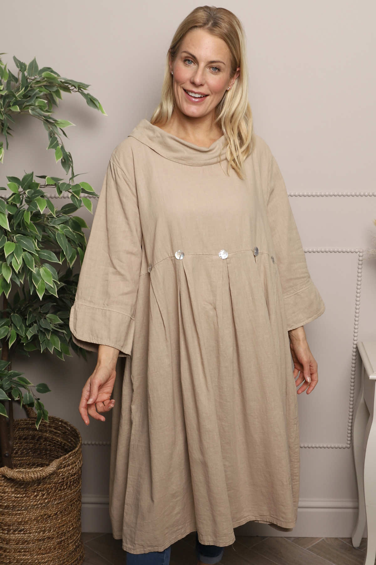 camel linen dress Long Sleeve Wrap Linen Dress - Heavy Linen Maxi Dress - Beige Linen Maxi Dress - Fall Linen Dress - Plus Size Linen Dress