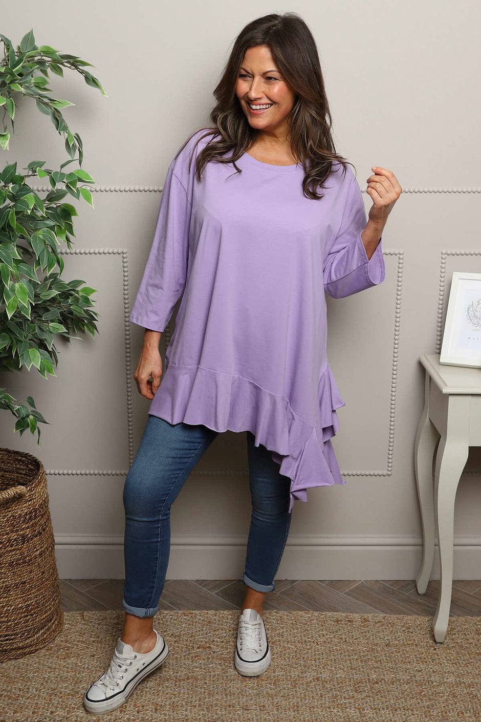 Carey Frill Cotton Top Lilac