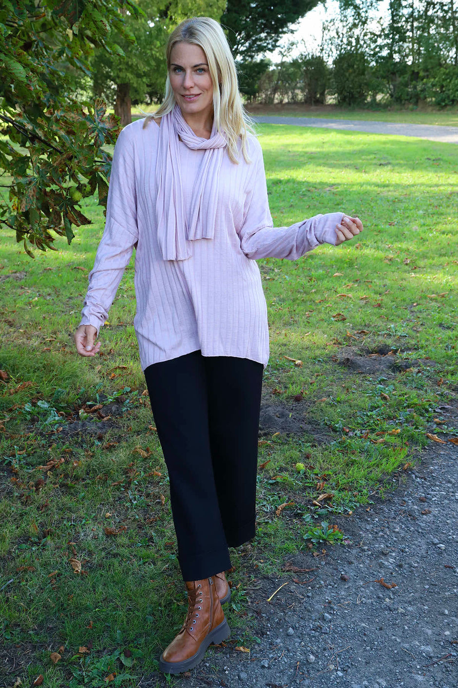 Santana Knitted Scarf Top Pink