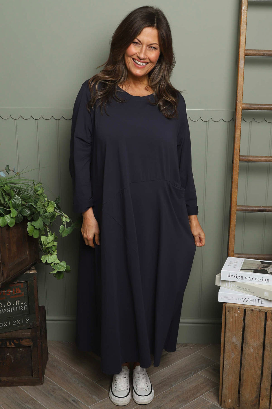 Penny Cotton Dress Navy