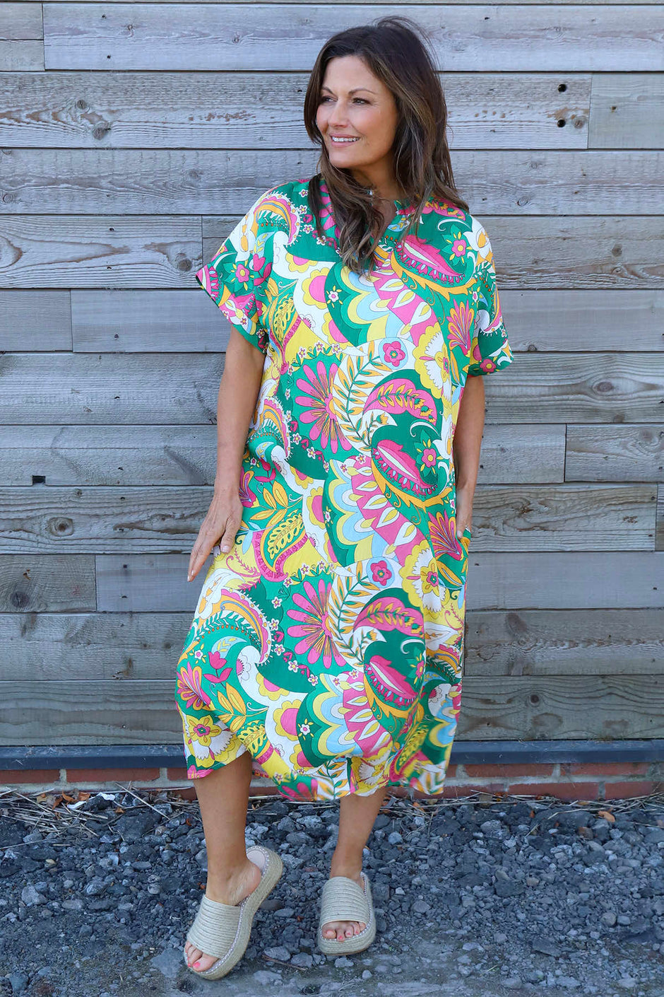 Zuri Psychedelic Print Dress Emerald