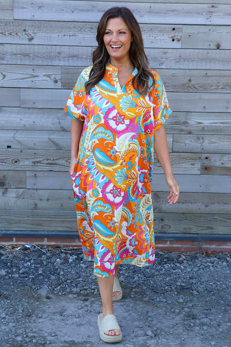 Zuri Psychedelic Print Dress Orange