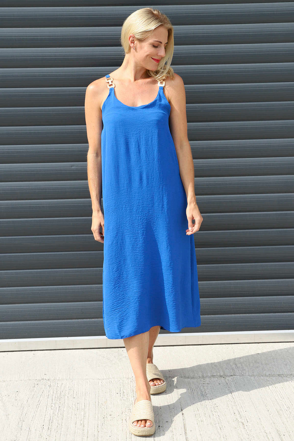 Camille Strap Dress Cobalt
