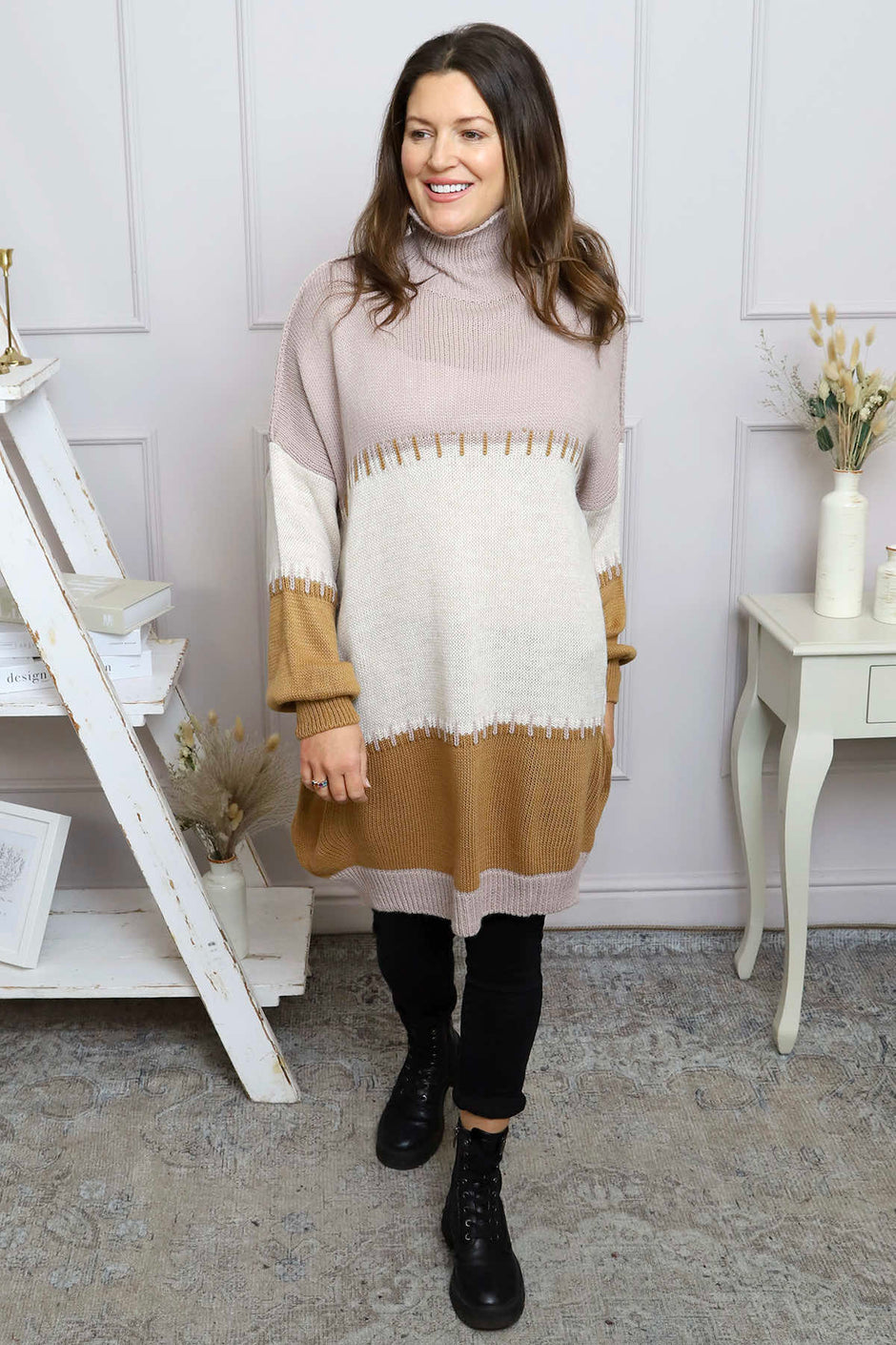Doris Polo Knitted Jumper Mocha