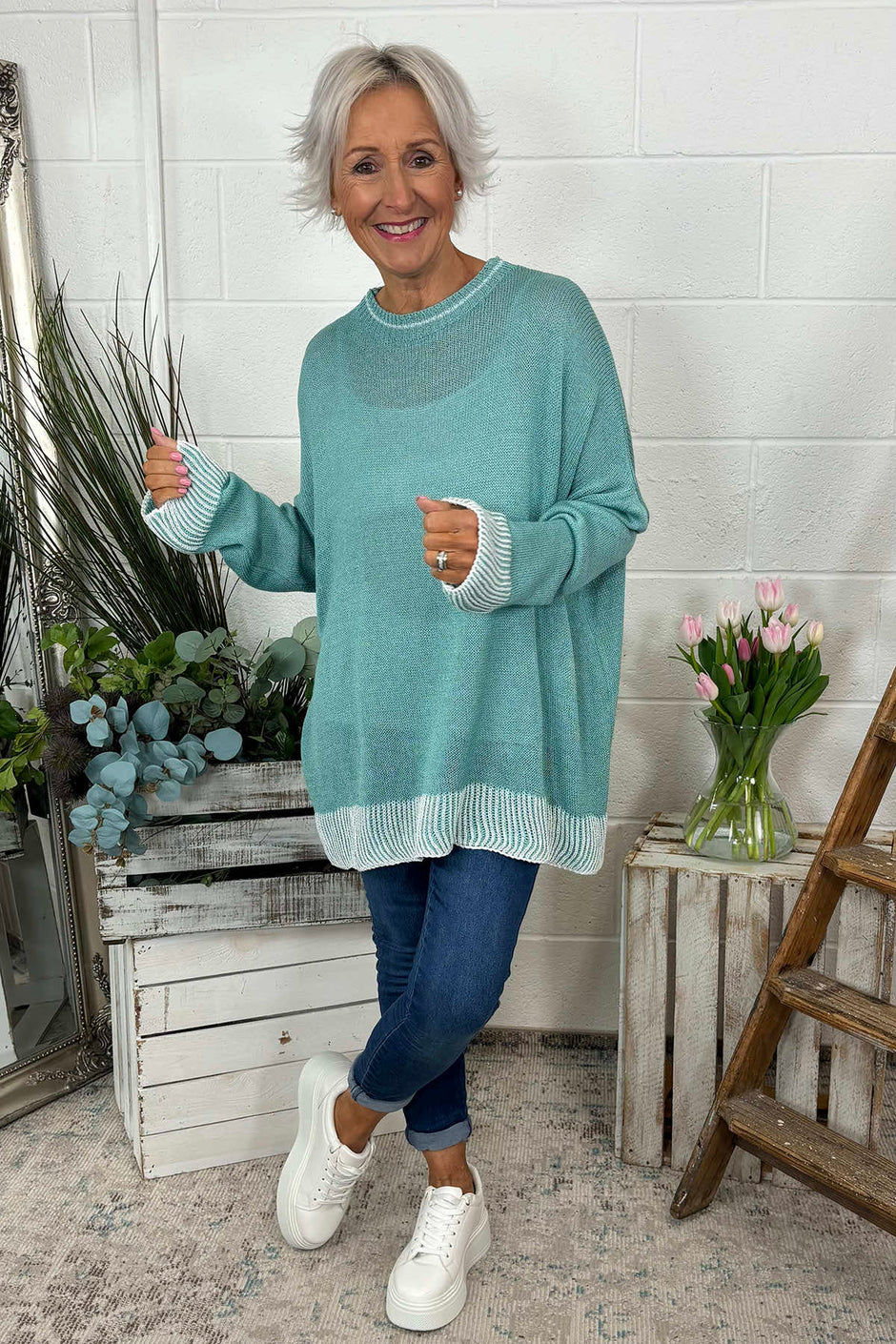 Aldeburgh Knit Top Sage Green